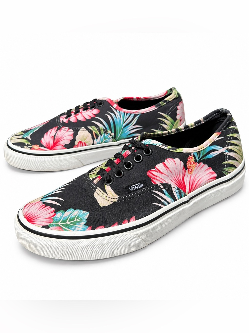 Vans Era Hawaiian Floral Hibiscus Sneakers Black Tropical Women’s 8.5